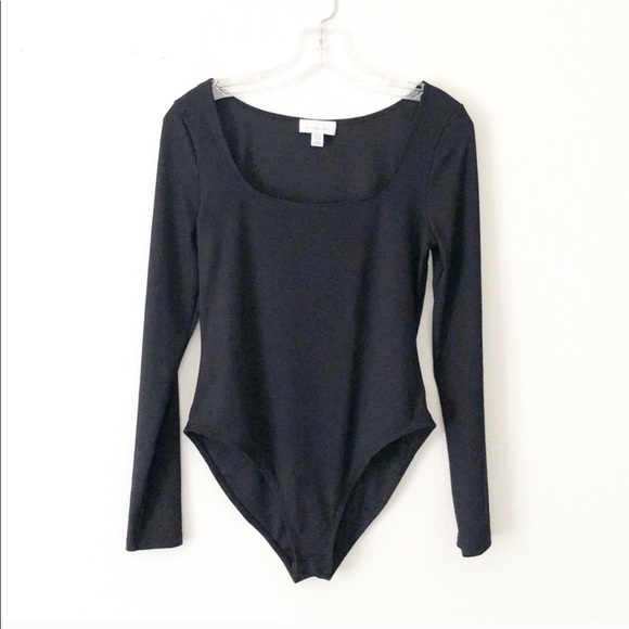 NWOT TOPSHOP square neck ribbed bodysuit black - Picture 4 of 10